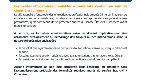 Info cimetière pour les professionnels